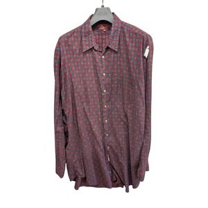 Time Pieces Men's Button up Long Sleeve‎ Shirt 100% Cotton Blue Large